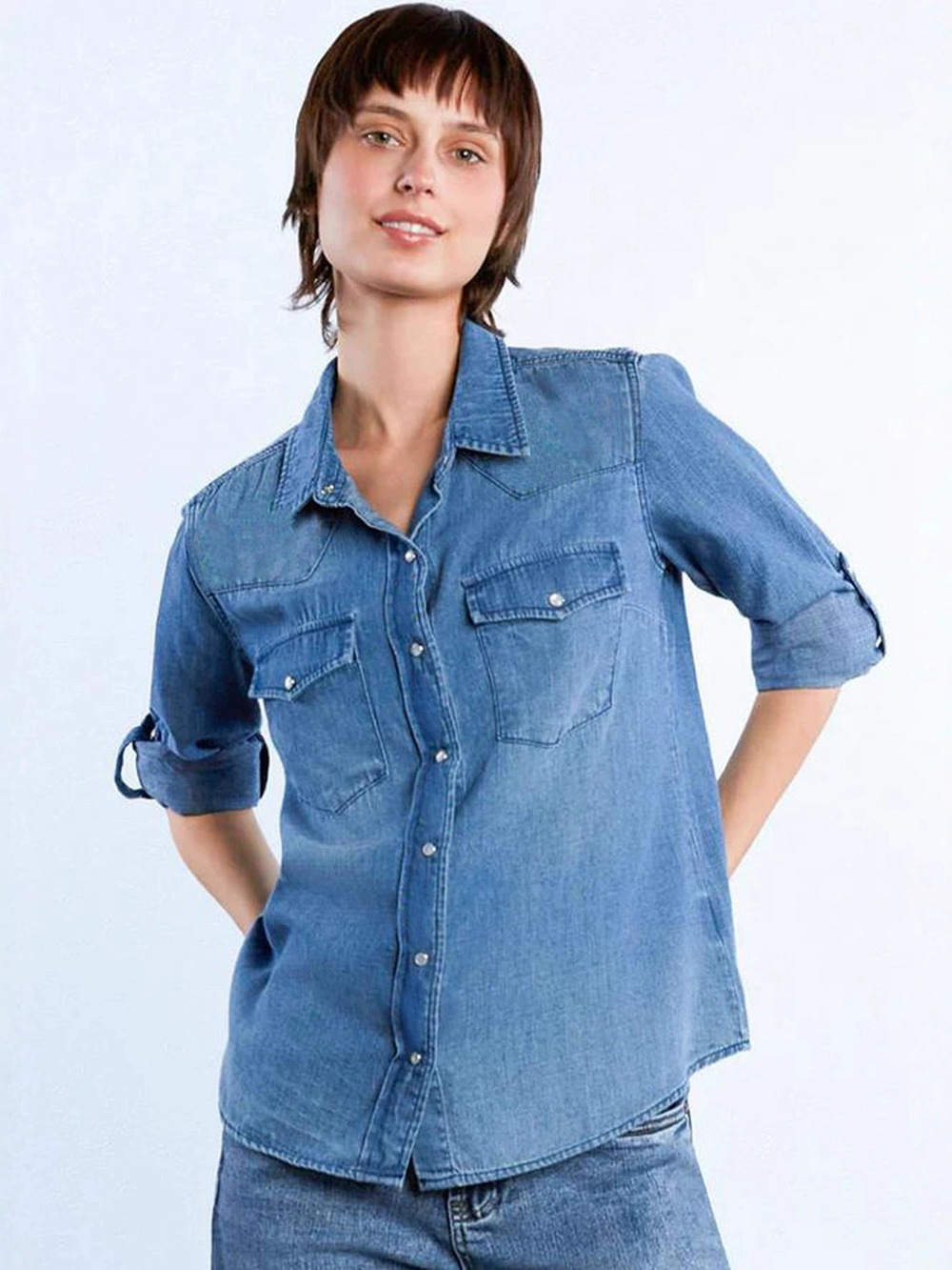 ZARA Womens Loose Fit Casual Denim Shirt Ladies Oversized Jean Shirt